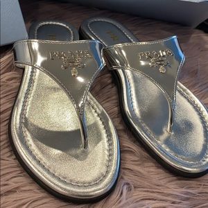 SOLD🤍Prada Patent Logo Thong Sandals